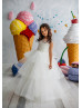 Ivory Lace Tulle Tiered Cupcake Long Flower Girl Dress